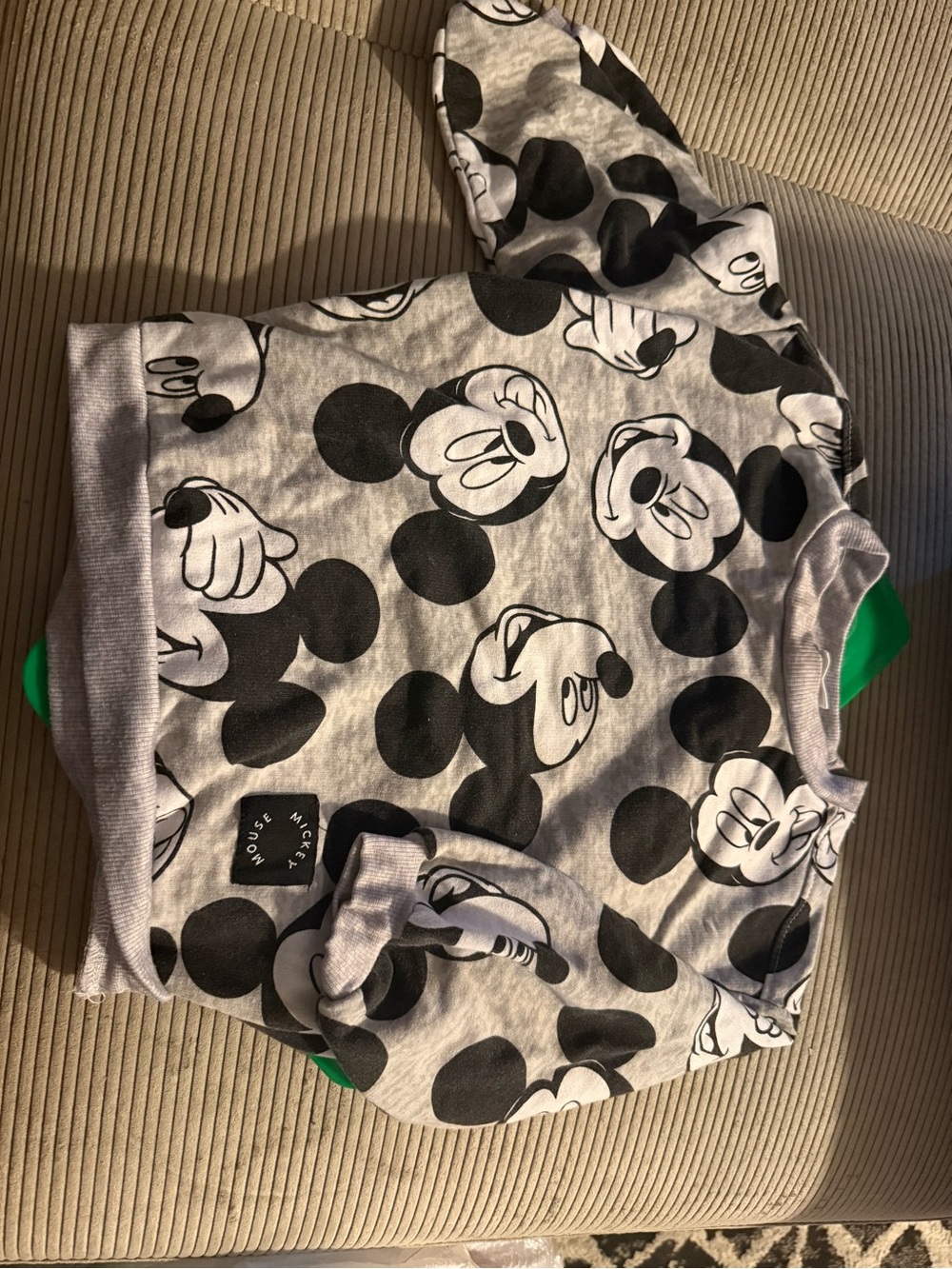 Disney Gray and Black Mickey Face Crewneck